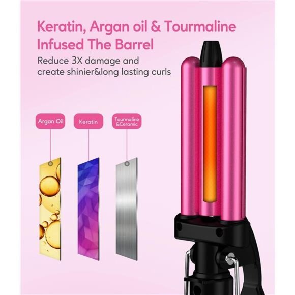 Mini Waver Curling Iron, 1/2 Inch, Hair Crimper for Women Beach Waves, Keratin - Picture 4 of 14